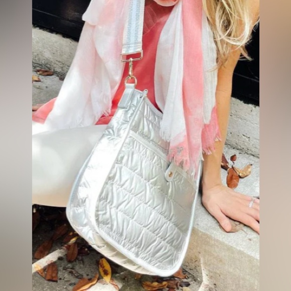 Stylish Silver Quilted Crossbody Bag